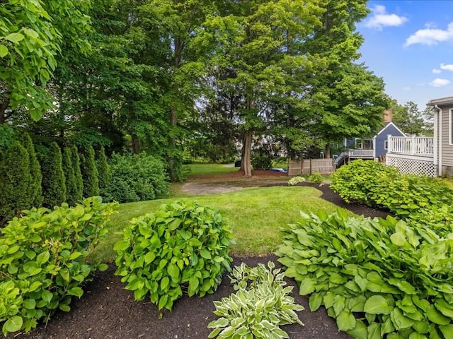 55 Dwight St, Dedham, MA 02026 - view of yard featuring a wooden deck