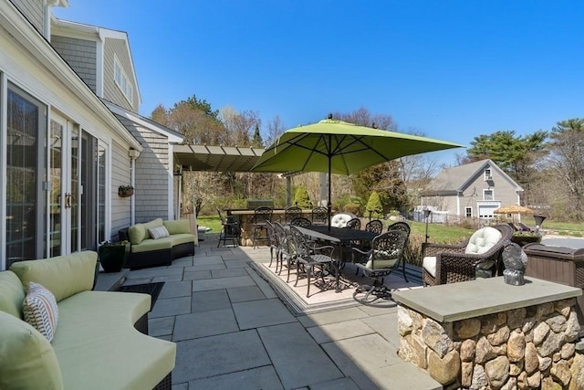 619 Main St, Hanover, MA 02339 - view of patio featuring an outdoor hangout area, french doors, and outdoor dining area