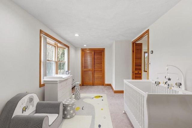 full bath with baseboards and recessed lighting