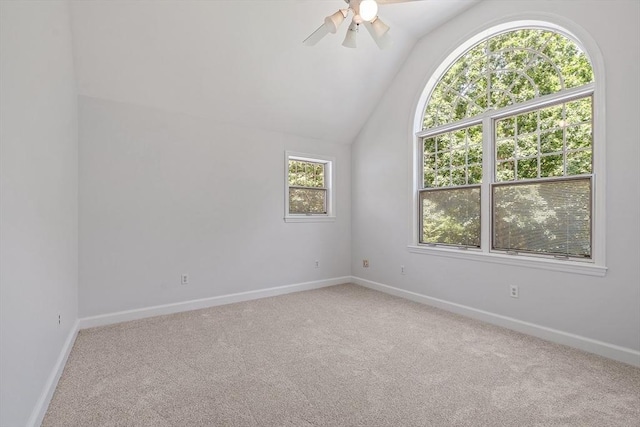 26 Sam Cobb Ln, Princeton, MA 01541 - unfurnished room with carpet flooring, a ceiling fan, and vaulted ceiling