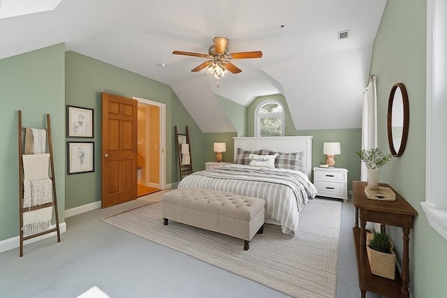26 Sam Cobb Ln, Princeton, MA 01541 - bedroom featuring vaulted ceiling, carpet, and ceiling fan