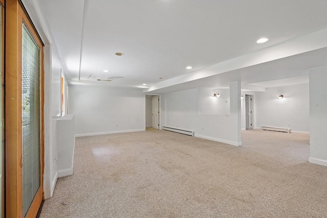 26 Sam Cobb Ln, Princeton, MA 01541 - empty room with a baseboard heating unit, light carpet, and recessed lighting