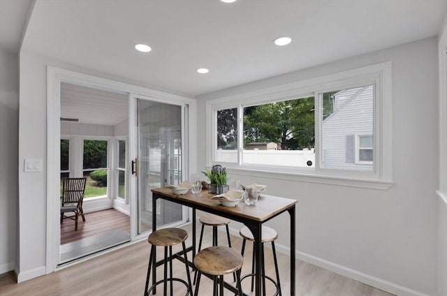 69 Notre Dame St, Springfield, MA 01104 - dining area with plenty of natural light, light wood-style floors, baseboards, and recessed lighting