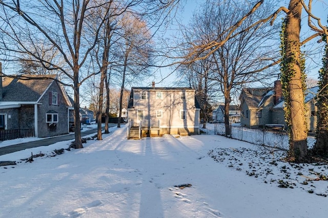 view of yard covered in snow