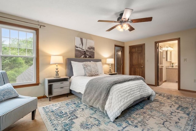6 Magnolia Cir, Norfolk, MA 02056 - bedroom featuring light colored carpet, connected bathroom, and ceiling fan