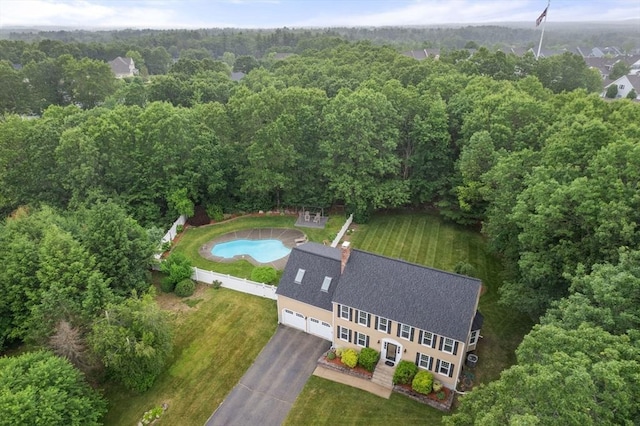 6 Magnolia Cir, Norfolk, MA 02056 - bird's eye view of a heavily wooded area and a pool area