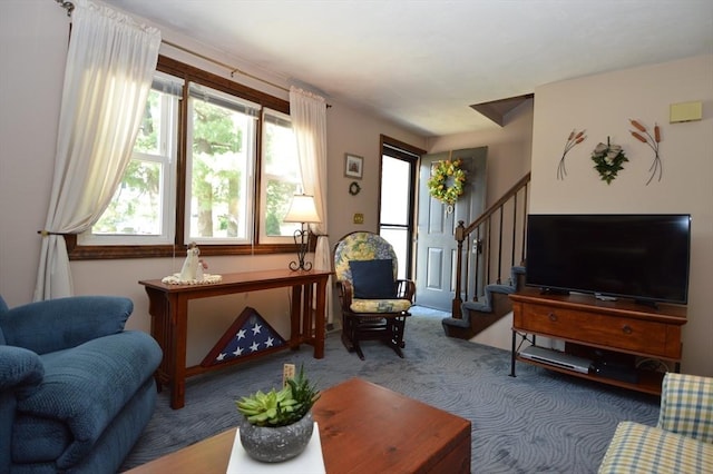 living room featuring carpet floors