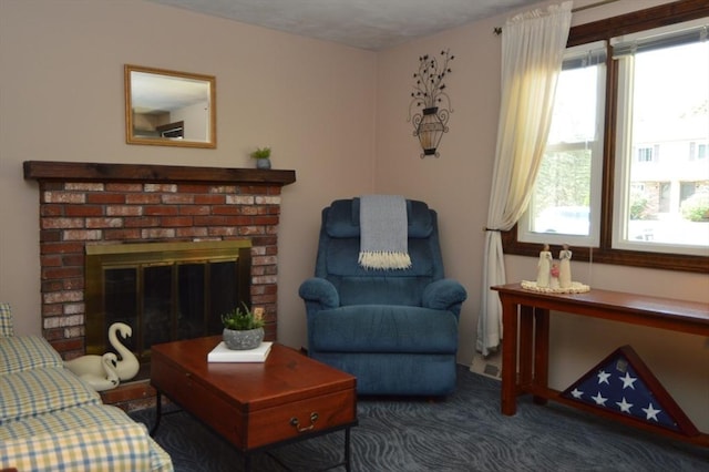 interior space with a fireplace