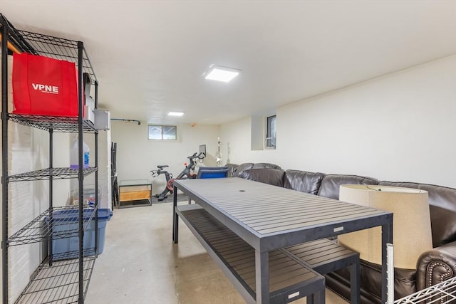 dining area featuring finished concrete floors