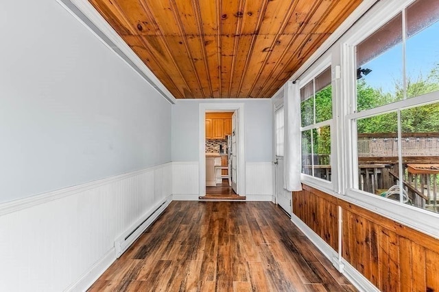 unfurnished sunroom with a baseboard radiator and plenty of natural light
