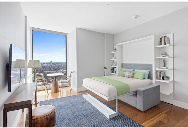 bedroom featuring dark hardwood / wood-style floors