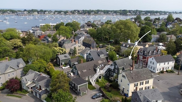 8 Franklin St Unit 18, Marblehead, MA 01945 - aerial perspective of suburban area featuring a large body of water