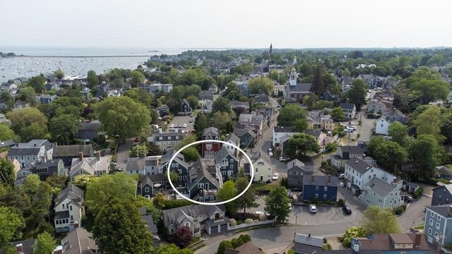 8 Franklin St Unit 18, Marblehead, MA 01945 - aerial perspective of suburban area featuring a large body of water
