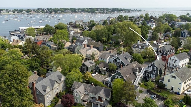 8 Franklin St Unit 18, Marblehead, MA 01945 - aerial view of property's location with nearby suburban area and a nearby body of water
