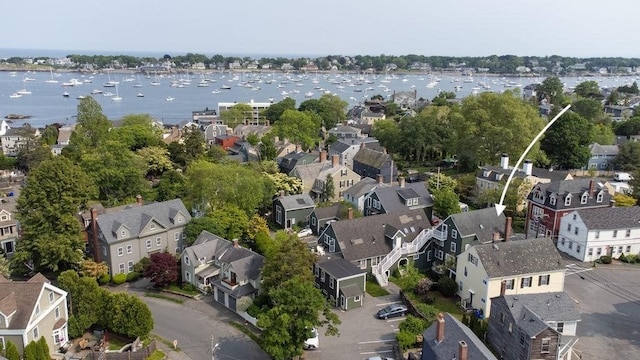 8 Franklin St Unit 18, Marblehead, MA 01945 - aerial view of property's location featuring nearby suburban area and a nearby body of water