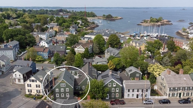8 Franklin St Unit 18, Marblehead, MA 01945 - aerial perspective of suburban area with a nearby body of water
