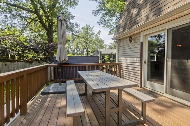 8 Field St, Southwick, MA 01077 - wooden terrace with outdoor dining space