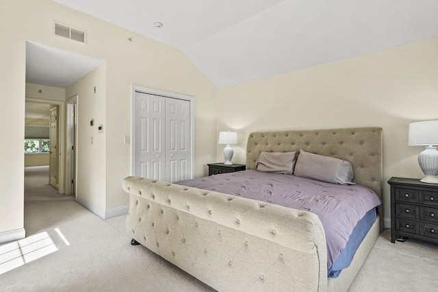 508 Linwood Ct Unit 508, Clinton, MA 01510 - bedroom featuring light colored carpet, a closet, and vaulted ceiling