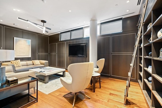 living room featuring light wood-type flooring