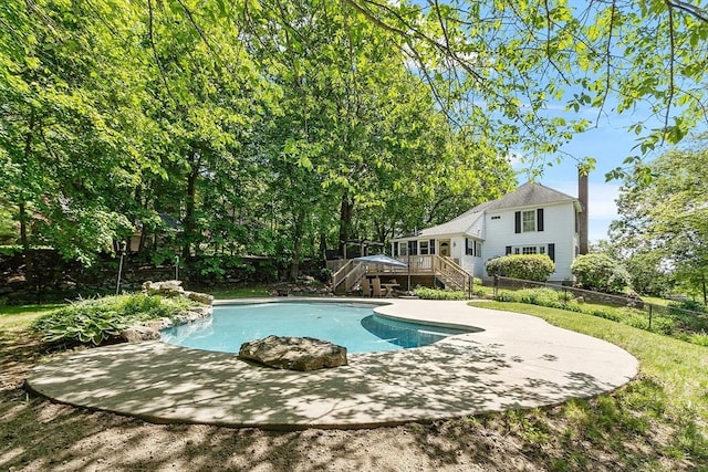 24 Summit Ave, Chelmsford, MA 01824 - swimming pool featuring stairs, a deck, and a patio