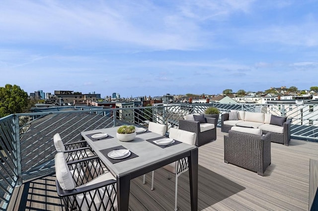deck with an outdoor hangout area and outdoor dining space