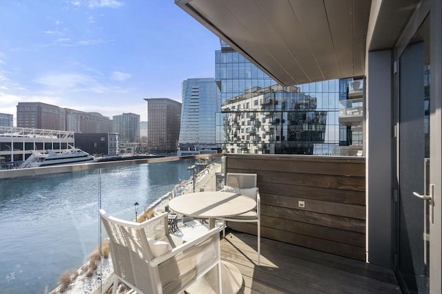 balcony with a water view