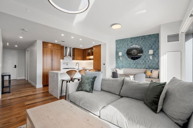 living room featuring hardwood / wood-style flooring