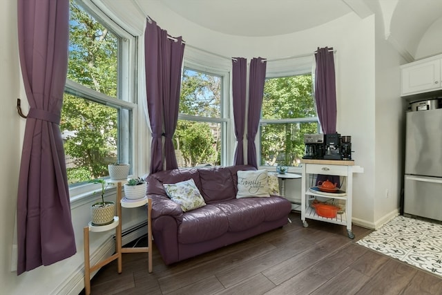 sitting room featuring dark hardwood / wood-style floors