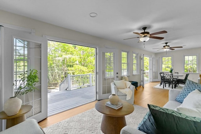 31 Brookside Dr, North Smithfield, RI 02896 - living room with a ceiling fan and wood finished floors