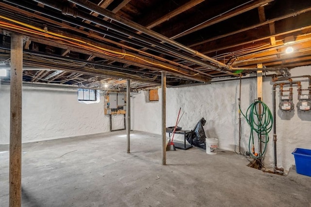 basement with electric panel