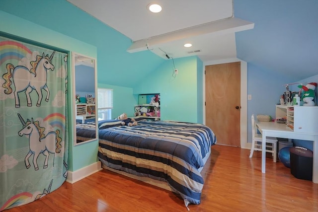 137 High St, Danvers, MA 01923 - bedroom featuring lofted ceiling, wood finished floors, and recessed lighting