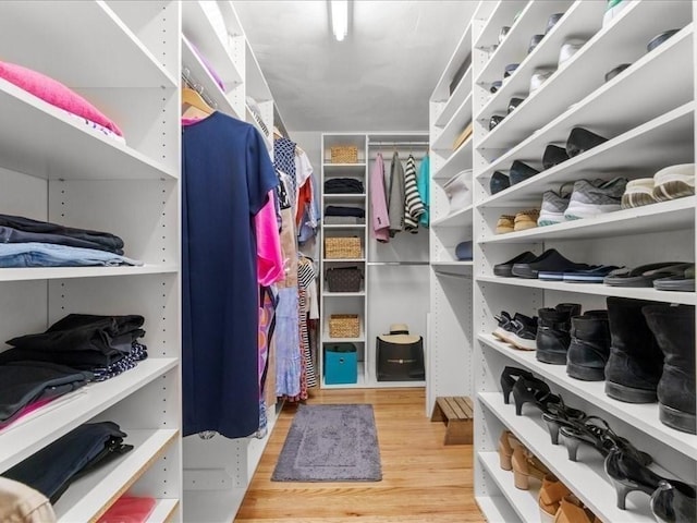 spacious closet with wood finished floors