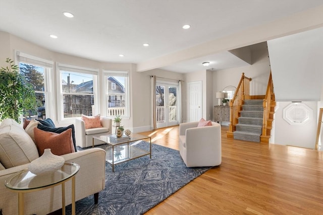 living room featuring light hardwood / wood-style floors