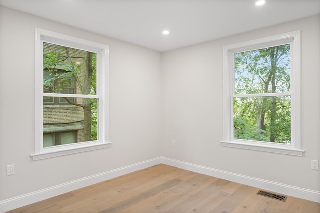 empty room featuring light wood-type flooring