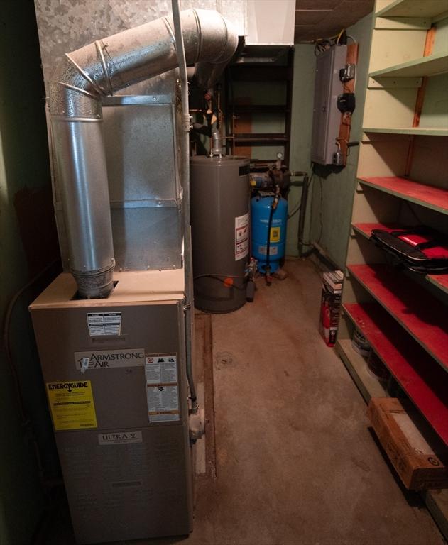 utilities with heating unit and gas water heater