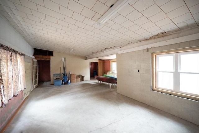 below grade area featuring pool table