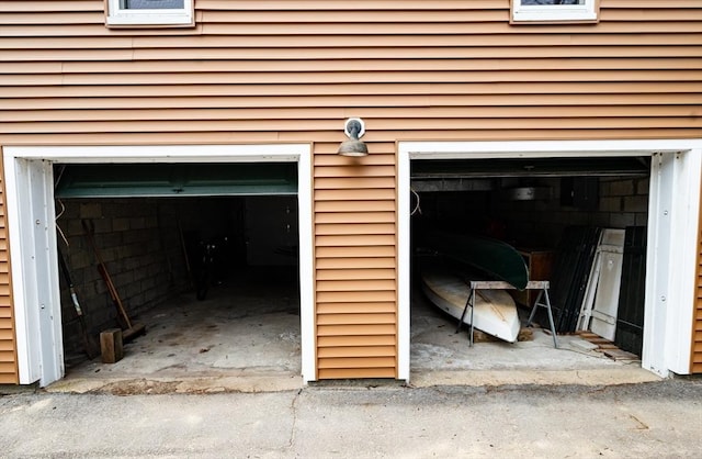 view of garage