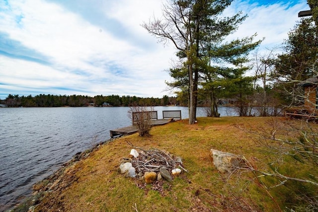 property view of water featuring a dock
