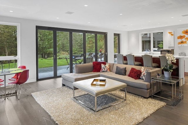 living room featuring light wood-type flooring