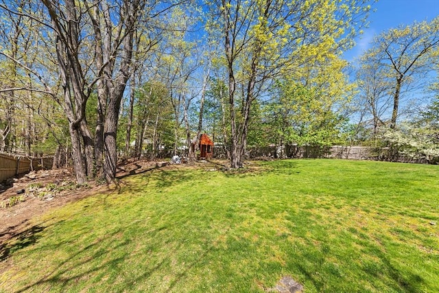 view of yard featuring a fenced backyard