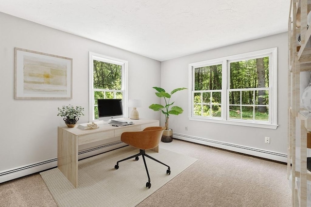 92 Clinton St, Hopkinton, MA 01748 - home office featuring a baseboard heating unit, healthy amount of natural light, and carpet floors