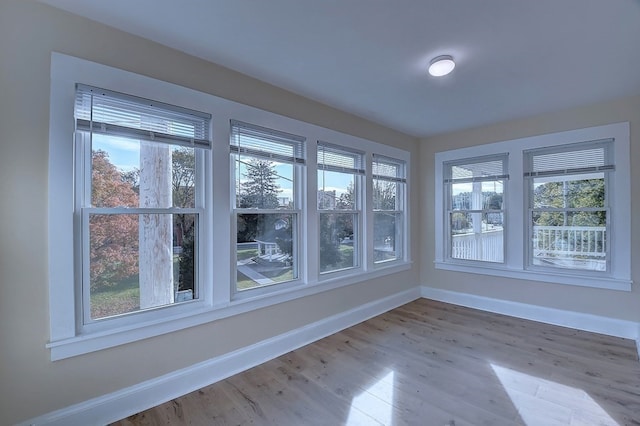 interior space featuring plenty of natural light and light hardwood / wood-style flooring