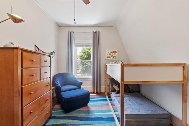11 Draper Rd, Framingham, MA 01702 - bedroom featuring vaulted ceiling, wood finished floors, and ceiling fan