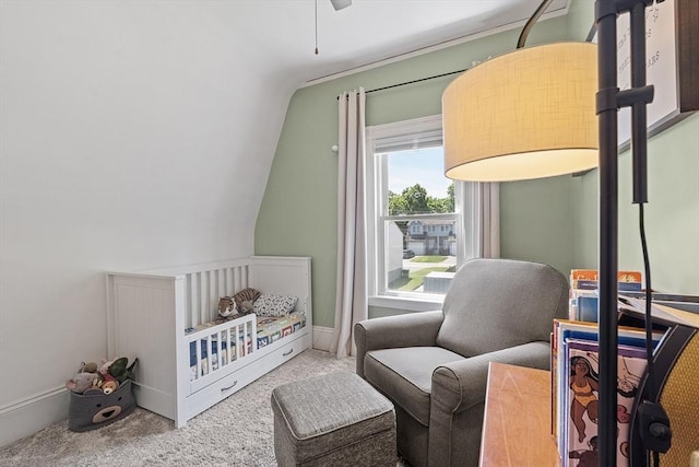 11 Draper Rd, Framingham, MA 01702 - carpeted bedroom featuring lofted ceiling and a nursery area