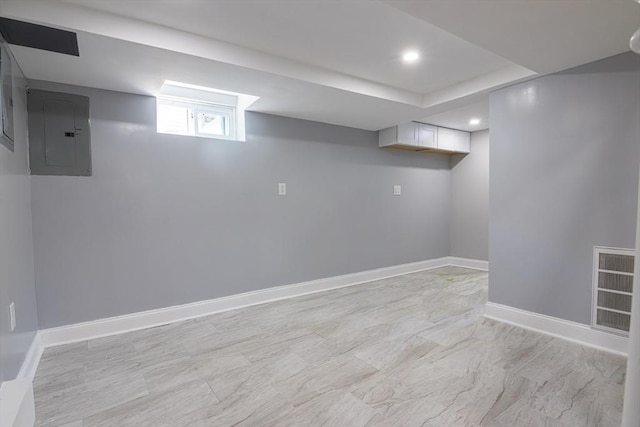 33 Altoona Rd, Dedham, MA 02026 - basement featuring electric panel, recessed lighting, and baseboards