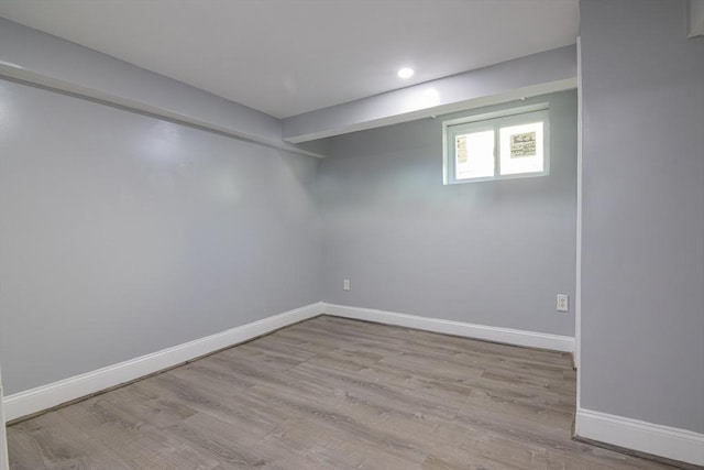 33 Altoona Rd, Dedham, MA 02026 - basement with baseboards, wood finished floors, and recessed lighting