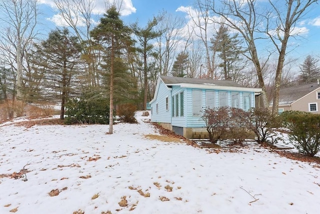 view of snow covered exterior