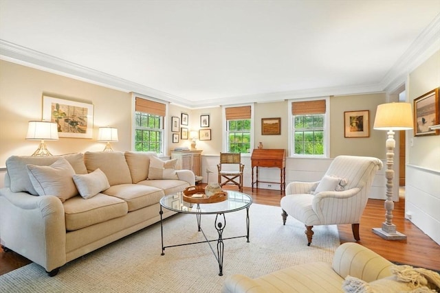 22 Partridge Rd, Duxbury, MA 02332 - living room featuring wood finished floors, ornamental molding, and healthy amount of natural light