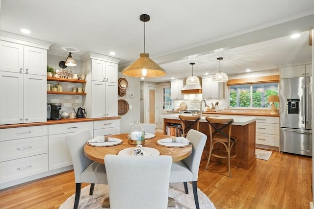 22 Partridge Rd, Duxbury, MA 02332 - dining area featuring light wood-style floors and recessed lighting
