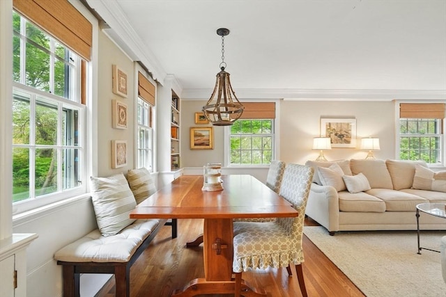 22 Partridge Rd, Duxbury, MA 02332 - dining space with plenty of natural light, ornamental molding, and wood finished floors